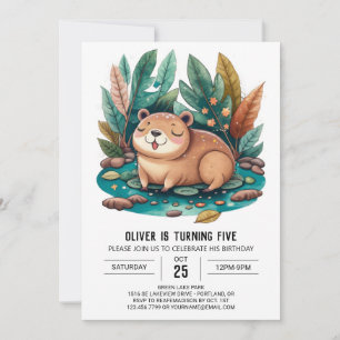 Cute Capybara Birthday Invitation