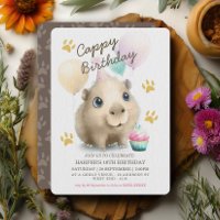 Cute Capybara Birthday Invitation