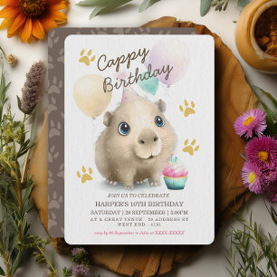 Cute Capybara Birthday Invitation