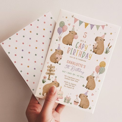 Cute Capybara Birthday: Soft Pastel Girl Invitation