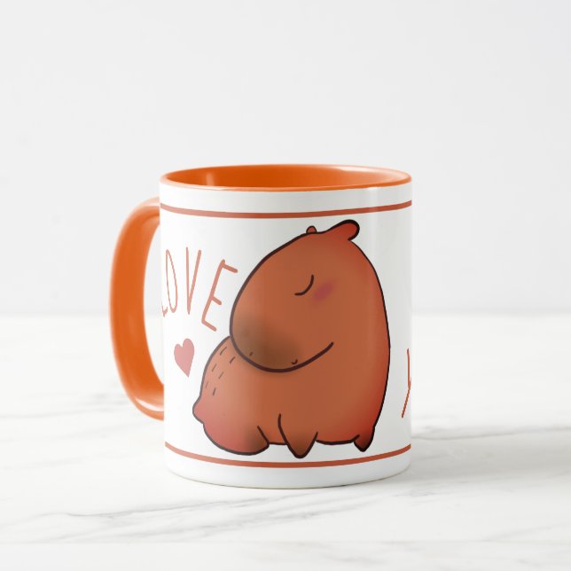 Cute Capybara Black orange Mug (Front Left)