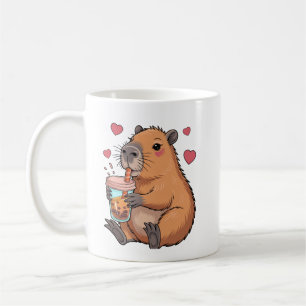 Cute Capybara Boba Tea Bubble Coffee Mug