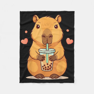 Cute Capybara Boba Tea Bubble Rodent Women Teen Gi Fleece Blanket