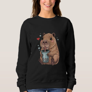 Cute Capybara Boba Tea Lover Kawaii Animal Art Sweatshirt