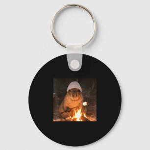 Cute capybara campfire s'mores funny camping keychain
