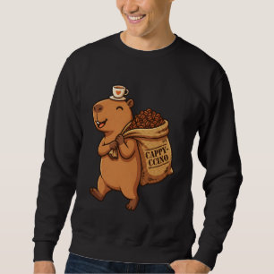 Cute Capybara Cappy-ccino Coffee Pun Delivering Be Sweatshirt