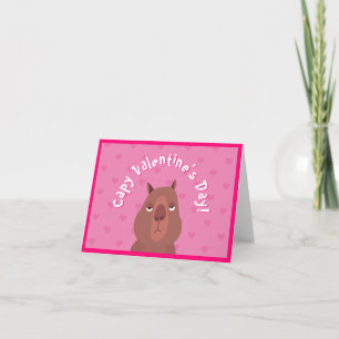 Cute Capybara "Capy Valentine's Day!" Card Pink