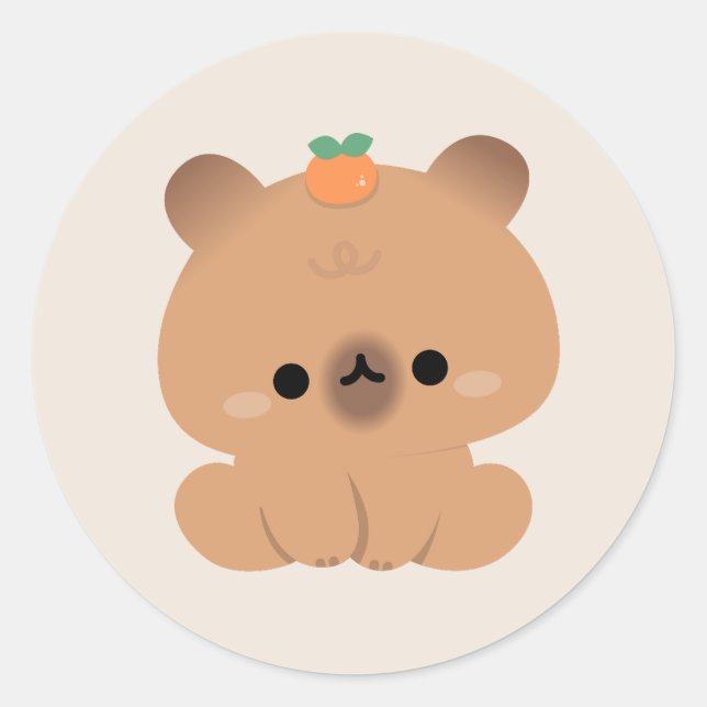 Cute Capybara Classic Round Sticker (Front)