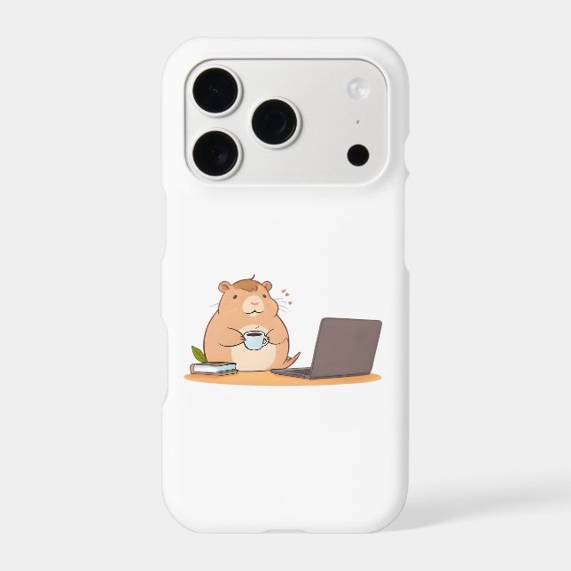 Cute Capybara Coder Coffee Laptop Design iPhone Case (Back)