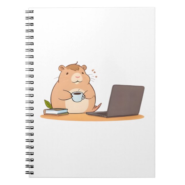 Cute Capybara Coder Coffee Laptop Design Notebook (Front)
