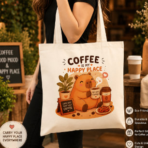 Cute Capybara Coffee Lover Tote Bag Coffee Is My