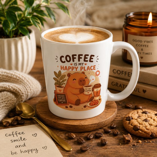 Cute Capybara Coffee Mug | Kawaii Coffee Lover Lat (Creator Uploaded)