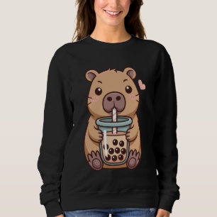Cute Capybara Drinking Boba Tea for Animal Lovers  Sweatshirt