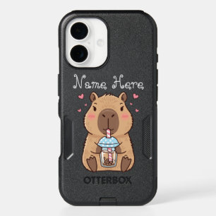 Cute Capybara Drinking Boba Tea iPhone 16 Case