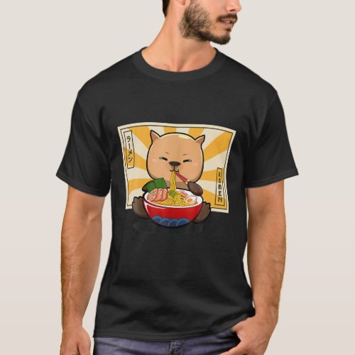 Cute Capybara Eating Ramen T_Shirt