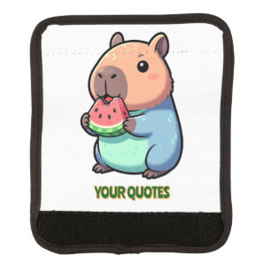 Cute Capybara Eating Watermelon Luggage Handle Wrap