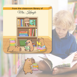 Cute Capybara From The Library Of Teacher Square Sticker
