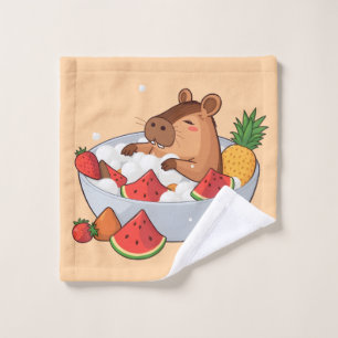 Cute Capybara Fruit Bath Spa Day Kawaii Animal Ill Bath Towel Set