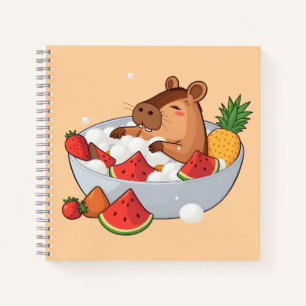 Cute Capybara Fruit Bath Spa Day Kawaii Animal Ill Notebook