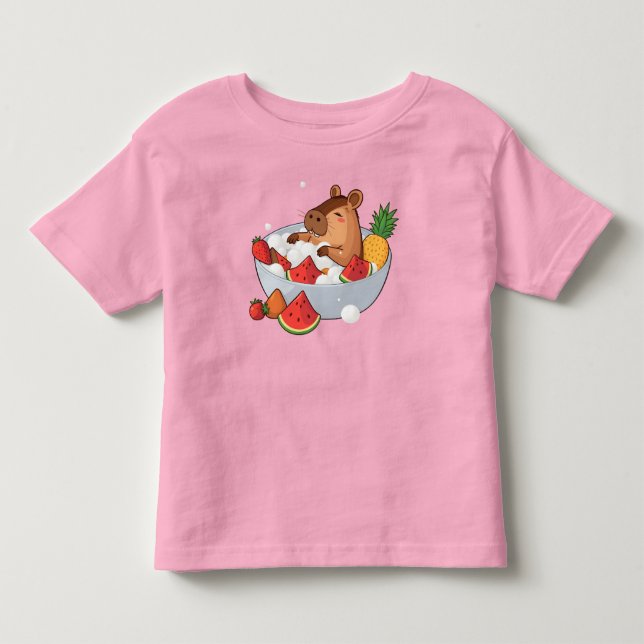 Cute Capybara Fruit Bath Spa Day Kawaii Animal Ill Toddler T-shirt (Front)