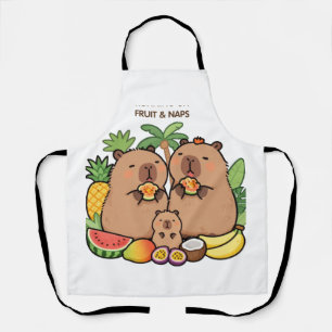 Cute Capybara Fruit & Naps Apron   Happy Capybara 