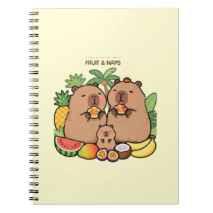 Cute Capybara Fruit & Naps Notebook   Happy Capy