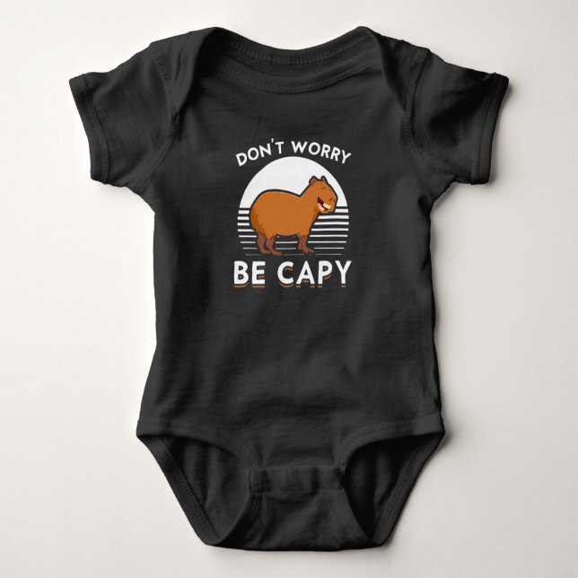 Cute Capybara Funny Zoo Animal Baby Bodysuit (Front)