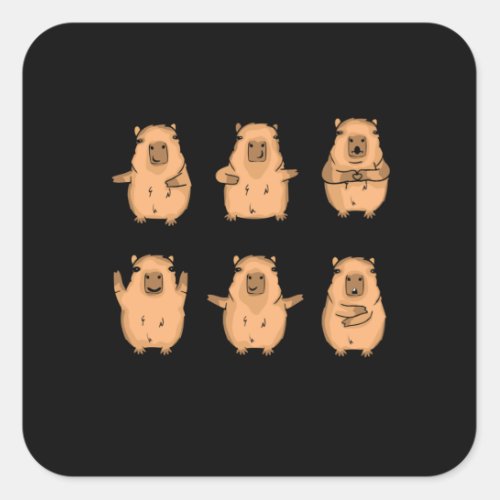 Cute Capybara Gift Women Kids Capybara Square Sticker