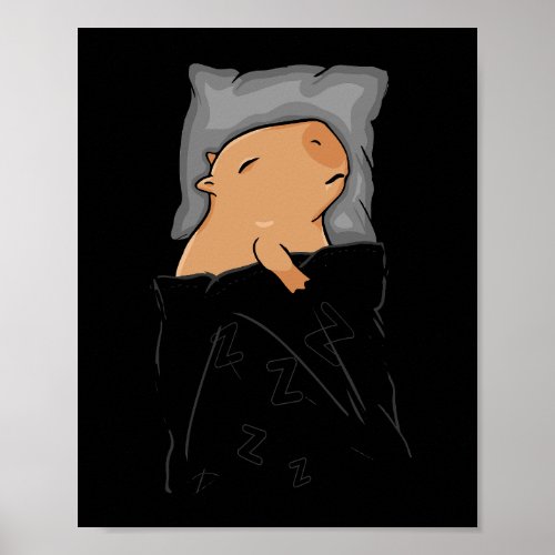 Cute Capybara Gift Women Kids Sleeping Capybara Poster