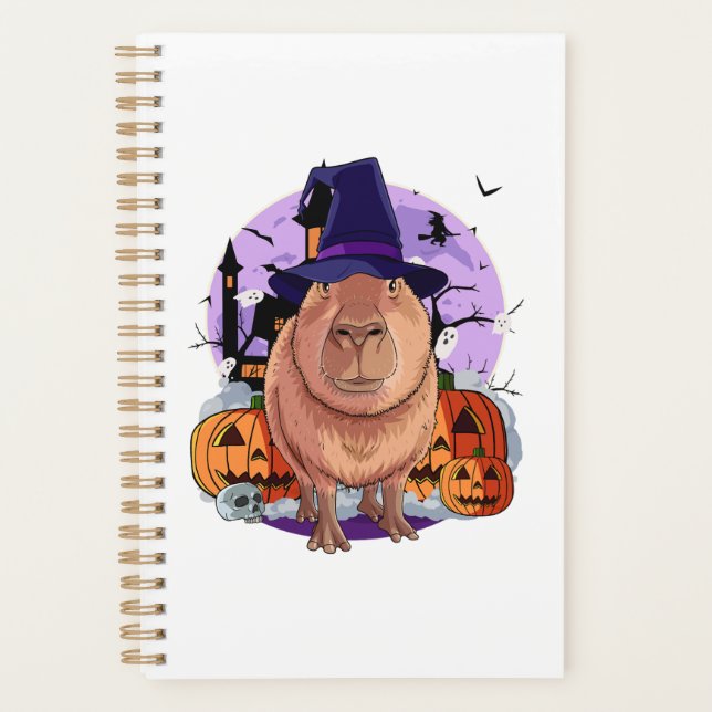 Cute Capybara Halloween Witch Pumpkin Sweatshirt Planner (Front)