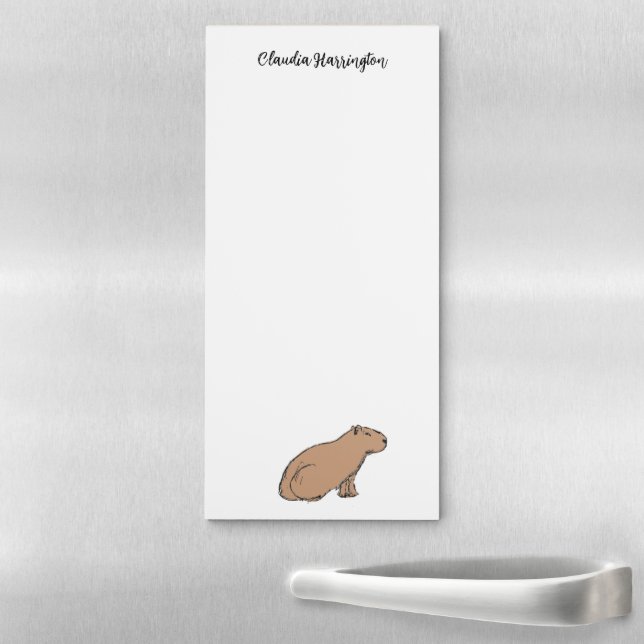 Cute Capybara Hand-Illustrated Wildlife Exotic Pet Magnetic Notepad (In Situ)