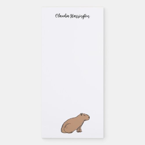 Cute Capybara Hand_Illustrated Wildlife Exotic Pet Magnetic Notepad