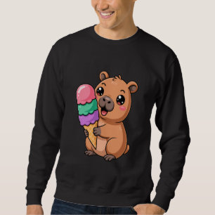 Cute Capybara Holding a Triple-Scoop Treat Sweatshirt