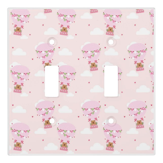 Cute Capybara Hot Air Balloon Light Switch Cover (Front)