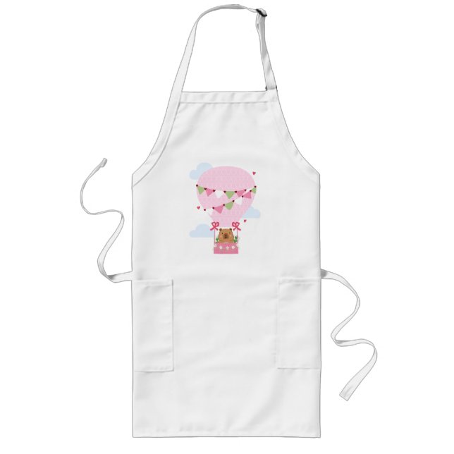 Cute Capybara Hot Air Balloon Long Apron (Front)