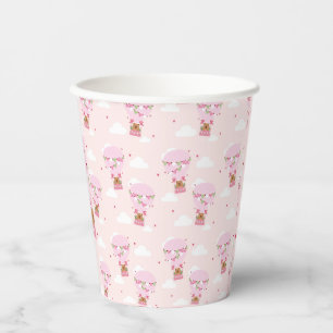 Cute Capybara Hot Air Balloon Pink Birthday Paper Cups