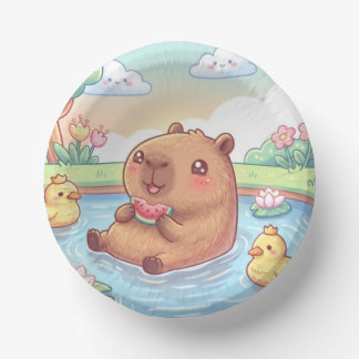 Cute capybara in a pond paper bowls