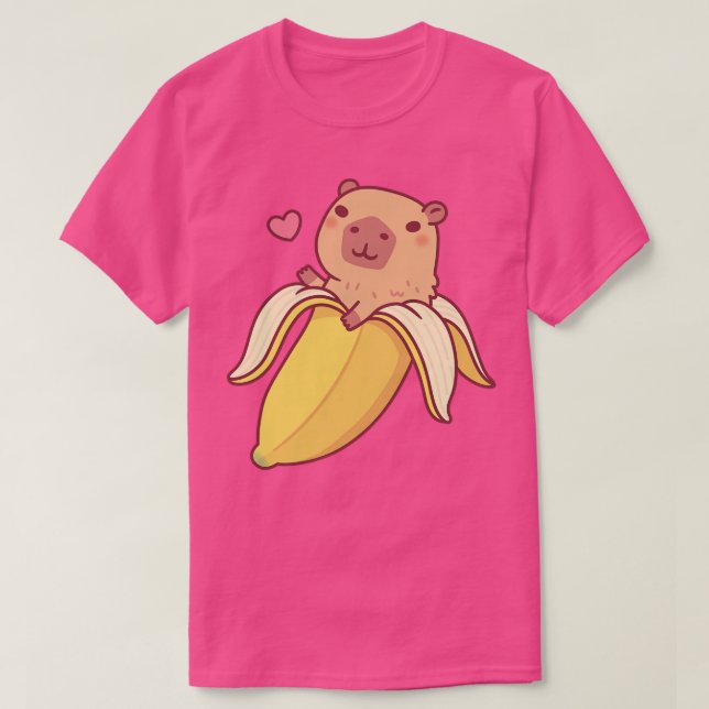 Cute Capybara In Banana Funny T-Shirt (Design Front)