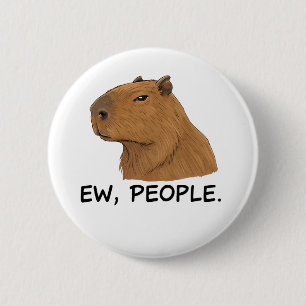 Cute Capybara Ironic Anti Social Mood Funny Quote Button
