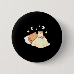 Cute Capybara Kawaii Sleep Pajamas Sleepybara Cat  Button
