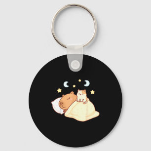 Cute Capybara Kawaii Sleep Pajamas Sleepybara Cat  Keychain