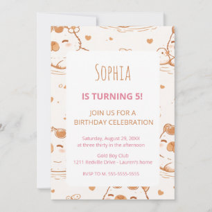 Cute Capybara Kids 5th Birthday Party Invitation