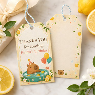 Cute Capybara Kids Birthday Favor Tags
