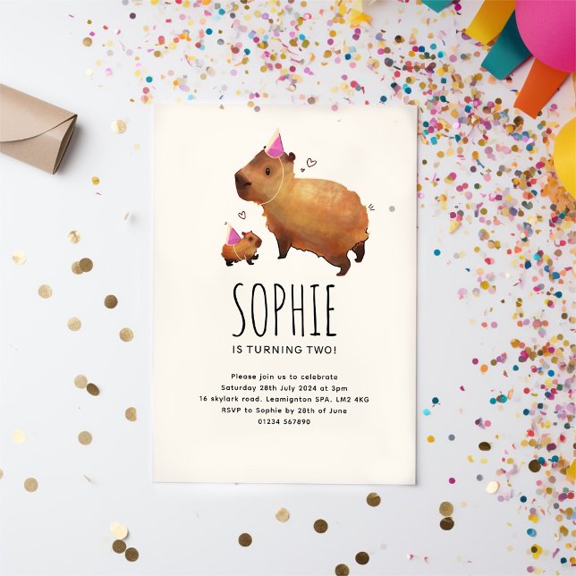 Cute Capybara kids birthday  Invitation (Creator Uploaded)