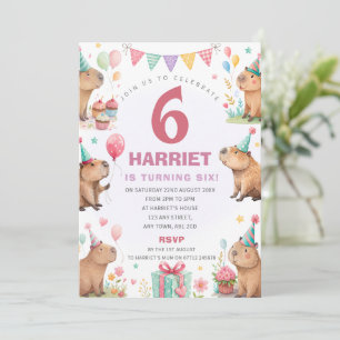 Cute Capybara Kids Birthday Party Invitation