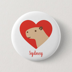 Cute Capybara Love Heart Minimalist Animal Button