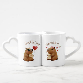 Cute Capybara Love Letter Couple Chill Mugs Set