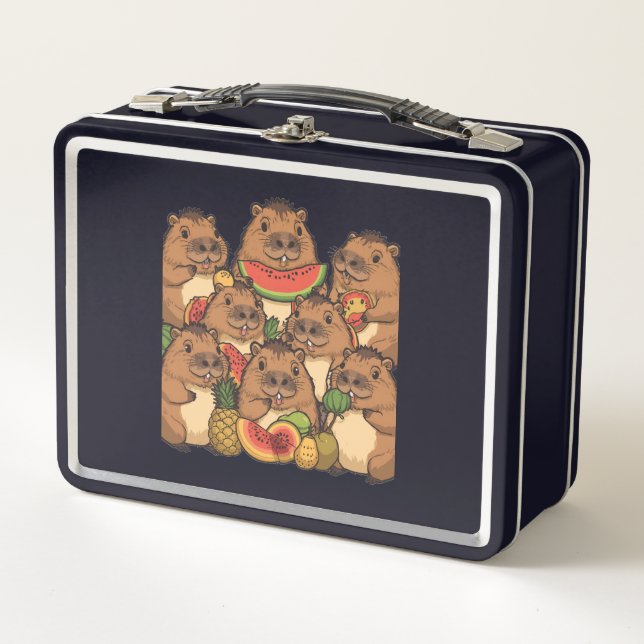 Cute Capybara Lunch Box – Fun Watermelon  (Front)