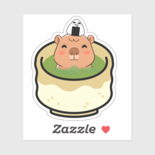 Cute Capybara Matcha Latte Bath - Kawaii Green Tea Sticker