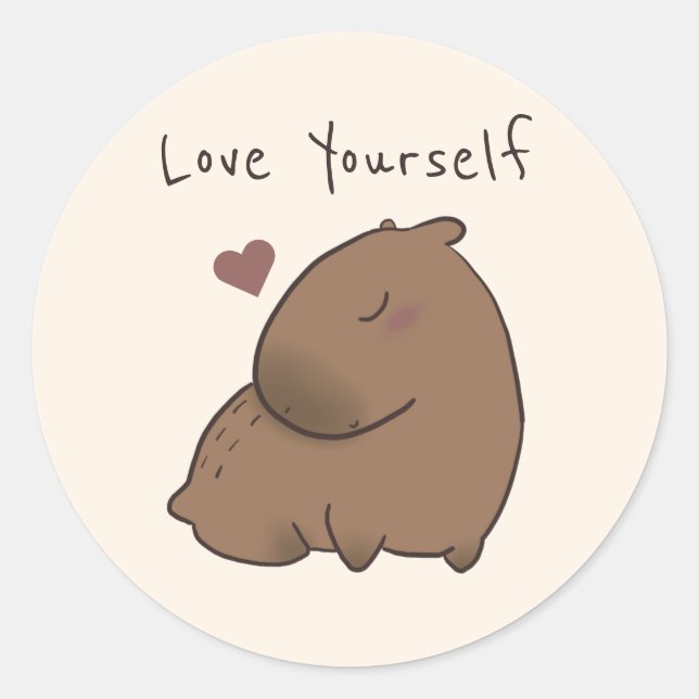 Cute capybara notes classic round sticker (Front)